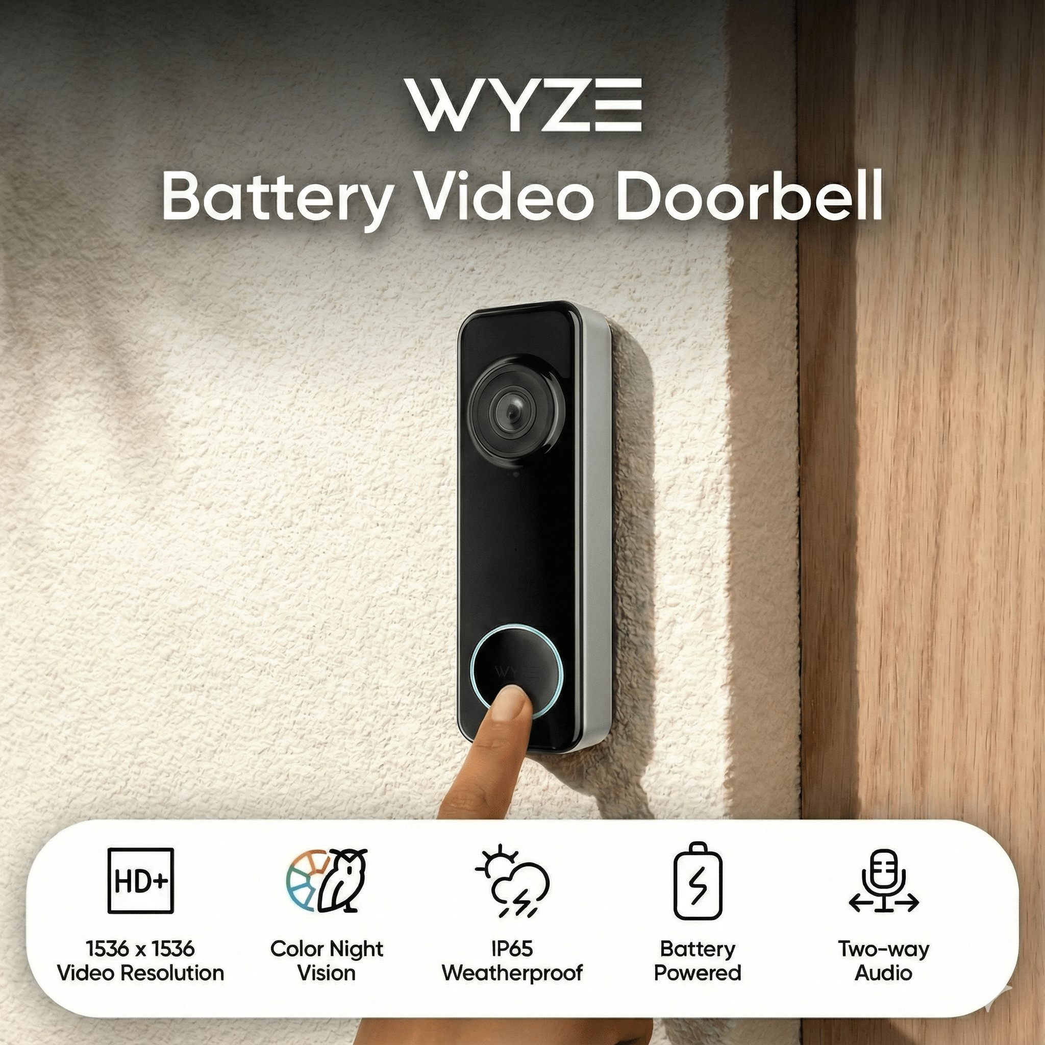 Wyze Battery Video Doorbell | 1536p HD+, Wire-Free, Smart - Image 2
