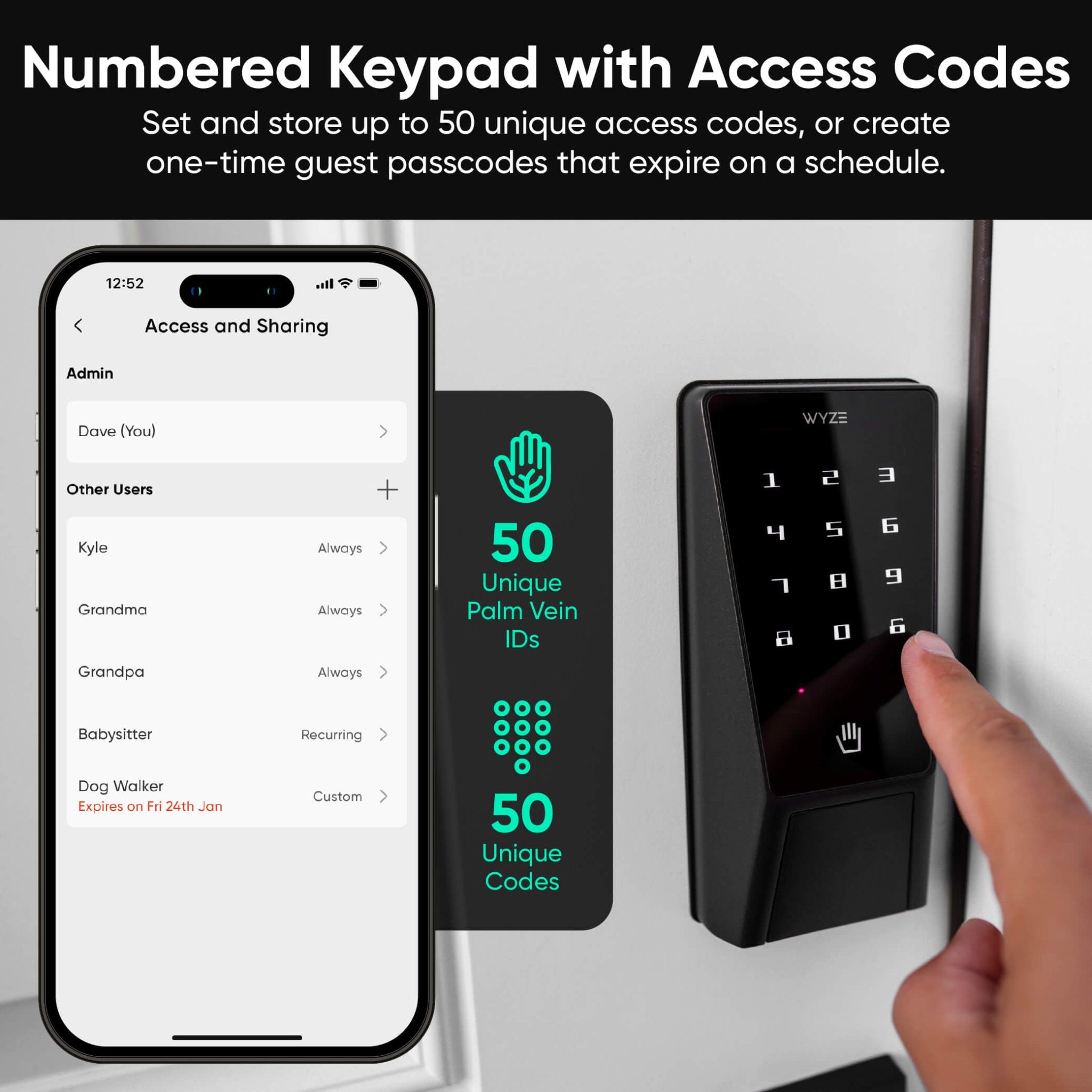 Wyze Palm Lock | Smart Palm Vein Door Lock with Wi-Fi - Image 4